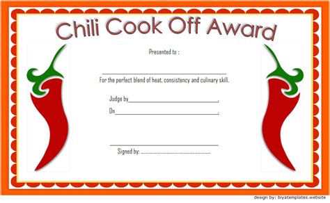 Chili Cook Off Certificate Templates [10+ NEW DESIGNS FREE DOWNLOAD ...