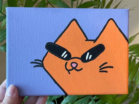 Canvas Painting of one cool cat Canvas Drawings, Cool Art Drawings, Colorful Drawings, Art ...