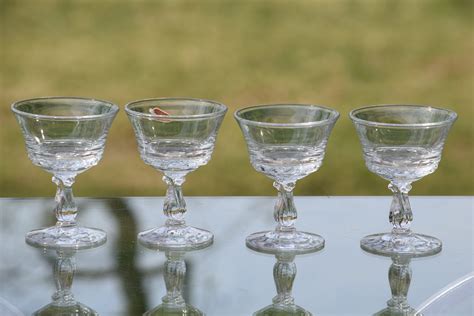 Vintage Pressed Glass Cocktail ~ Liquor Glasses, Set of 4, Fostoria, 1960's, After Dinner Drink ...