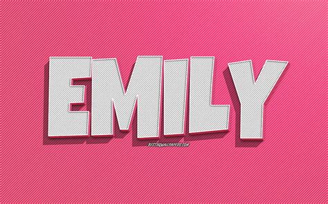 Emily, pink lines background, with names, Emily name, female names ...