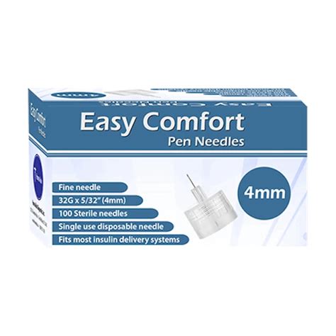 Easy Comfort Insulin Pen Needles - 32G 4mm 100/BX