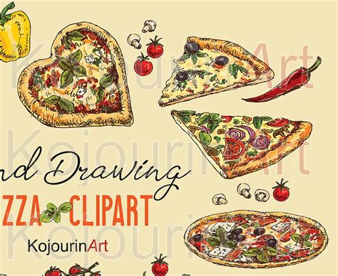 Pizza Clip Art, Food Clipart, Pizza Dough, Digital Clipart, Hand ...