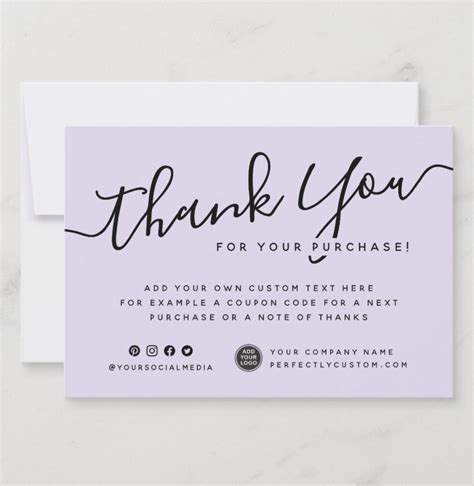 Purple custom logo business thank you note card | Zazzle | Business ...