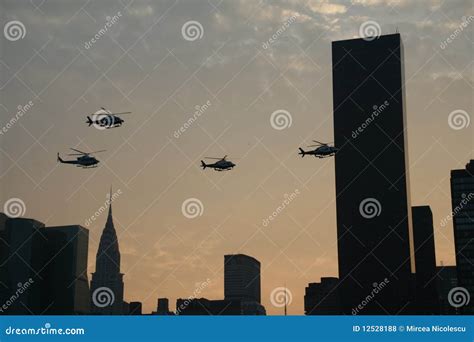 NYPD Helicopters Over Manhattan Editorial Stock Photo - Image of ...