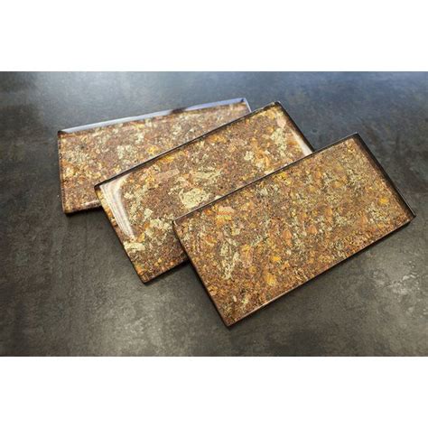 3" x 6" Glass Subway Tile in Amber Brown | Glass subway tile, Subway tile, Wall tiles