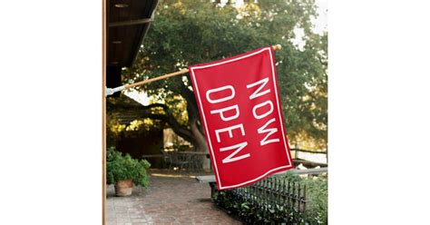 RED NOW OPEN SIGN FLAG | Zazzle