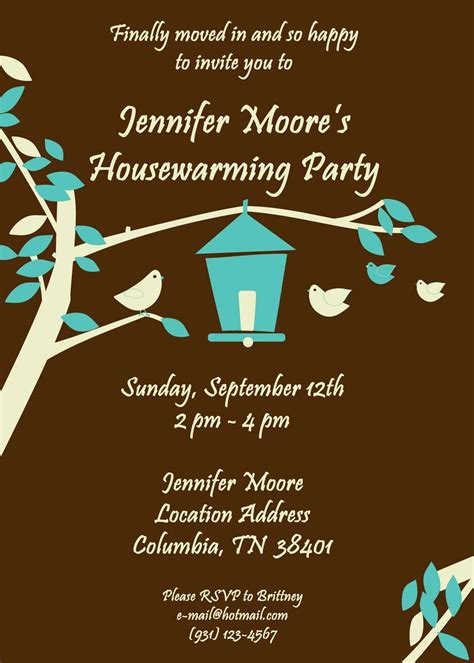 Little bird brown housewarming party invitations | Invitations Ideas Housewarming Invitation ...