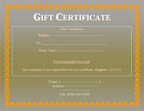 Gift Certificate Templates | Free Word's Templates