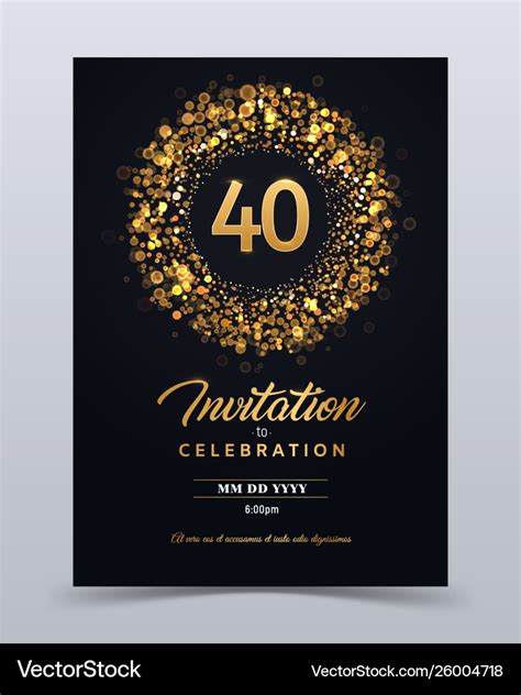 40 years anniversary invitation card template Vector Image