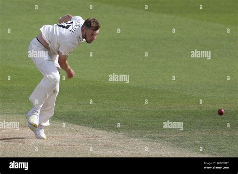 Gus Atkinson of Surrey in bowling action during the LV= County Championship Division 1 match ...