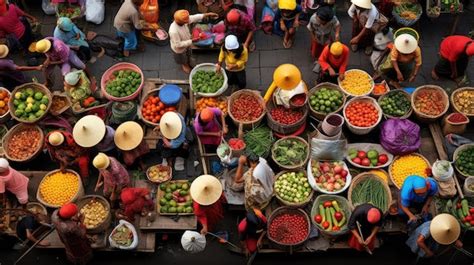 Premium AI Image | A vibrant traditional market in Indonesia