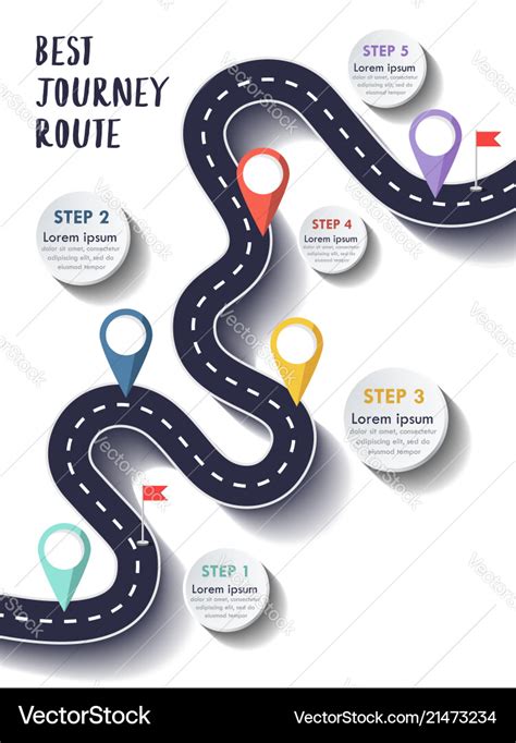 Best journey route road trip and journey Vector Image