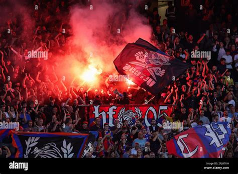 Crystal Palace fans let of a flare in the stand during the Premier ...