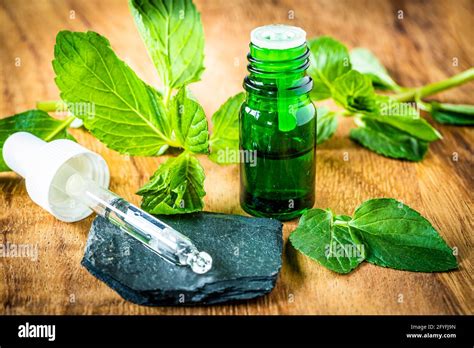 Essential oil of peppermint Stock Photo - Alamy