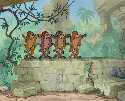 Original Production Animation Cel of Four Monkeys from The Jungle Book 1967