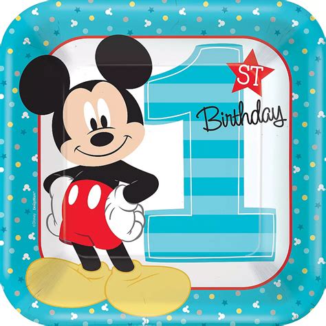 1st Birthday Mickey Mouse Lunch Plates 8ct | Party City Canada