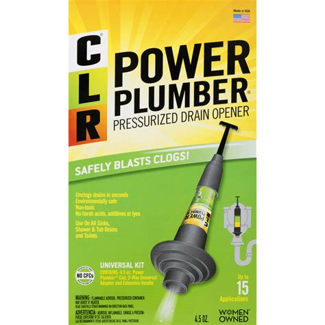 CLR Power Plumber Drain Pressurized Drain Opener Kit, Chemical-Free, 4.5 oz - Walmart.com ...