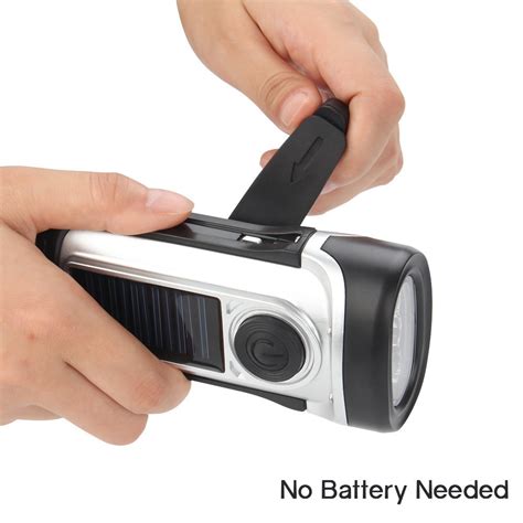 Thorfire Solar Flashlight Hand Crank Solar Powered Rechargeable ...