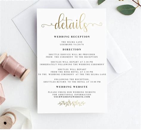 Wedding details invitation Template | Printable Wedding details card ...