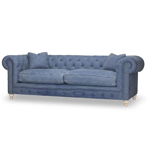 Greenwich 96" Sofa in Desi Blue Denim - Spectra Home Furniture