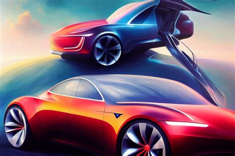 a painting of a tesla concept car, car design, photography, auto... - Arthub.ai