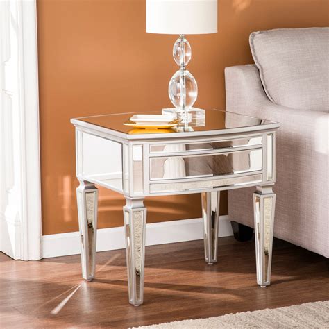 Roventti Mirrored End Table, Glam Style, Silver by Ember Interiors ...
