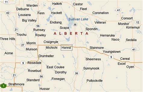 Where is Hanna, Alberta? see area map & more