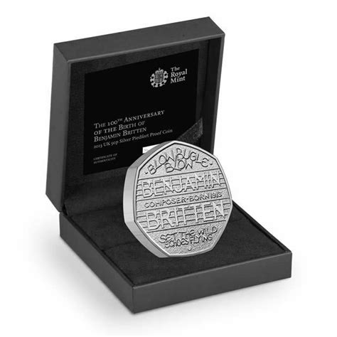 2013 Benjamin Britten Piedfort 50p Silver Proof Coin Box Coa