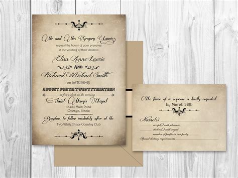 VINTAGE+WEDDING+INVITATIONS+Retro+Old+fashioned+Set+++by+ABandIG,+$25. ...