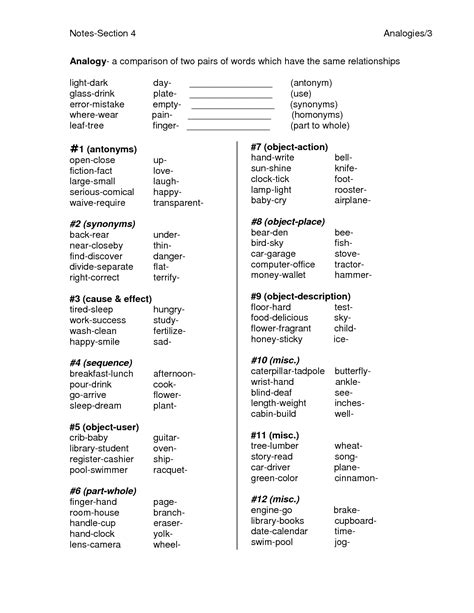 13 Analogies Worksheets Synonyms And Antonyms / worksheeto.com