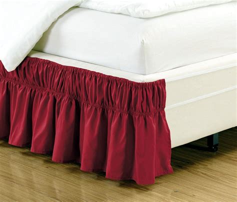 Amazon.com: Wrap Around Style Burgundy Ruffled Solid Bed Skirt Fits ...