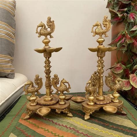 Diya lamp | Brass decor, Diya lamp, Temple decor