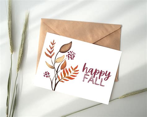 Printable Card Happy Fall Card Instant Download Printable Envelope ...