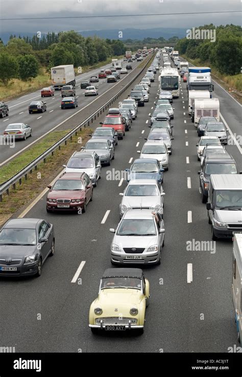 Busy traffic on M5 motorway after torrential rain July 21 2007 Stoke ...