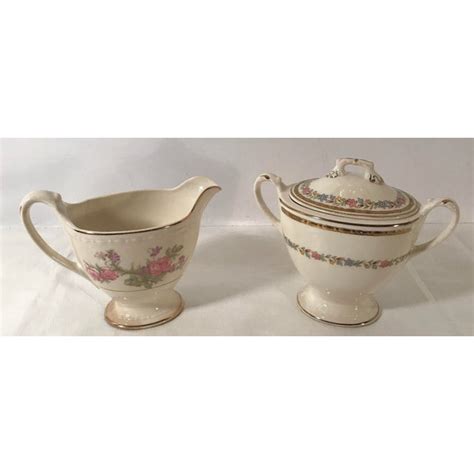 Vintage Floral Pattern Cream & Sugar Set | Chairish