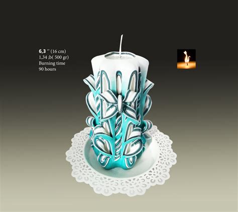 Decorative Candle unique candle carved candles Teal colour