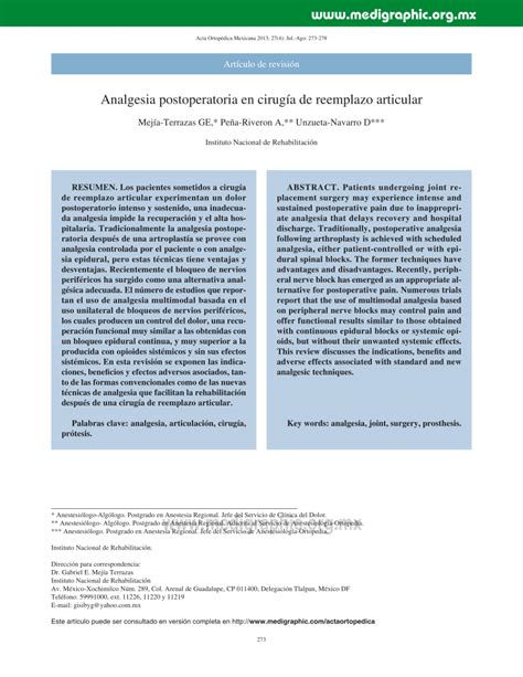 (PDF) [Postoperative analgesia in joint replacement surgery]