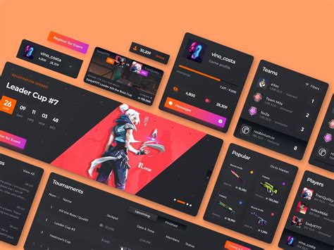 Game Tournaments Platform Desktop UI Kit by vino_costa for Roobinium on ...