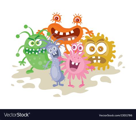 Set of Cartoon Monsters Funny Smiling Germs Vector Image