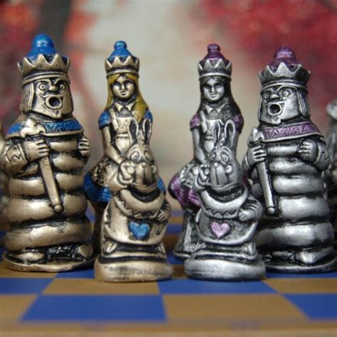 Alice in Wonderland Chess Set Customisable Colours pieces - Etsy