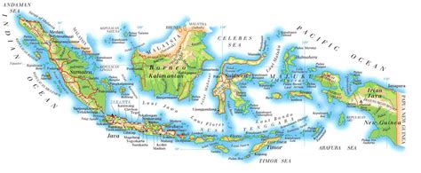 Physical map of Indonesia. Indonesia physical map | Vidiani.com | Maps ...