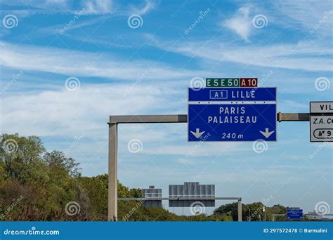 Highway Road Signs Paris, Driving in Heavy Traffic on Ring Road of Capital of France, Traffic ...