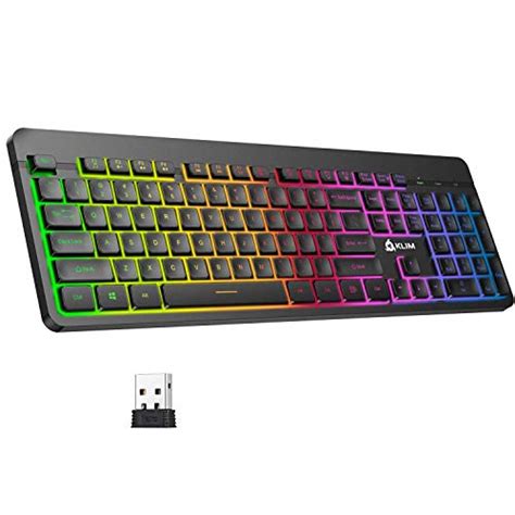 KLIM Light V2 Rechargeable Wireless Keyboard US Layout+ Slim, Durable, Ergonomic + Backlit ...