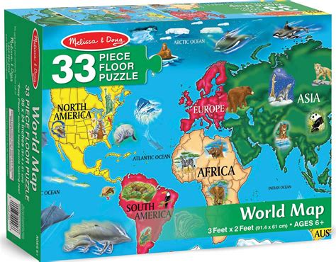 33 pc World Map Floor Puzzle - Fun Stuff Toys