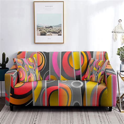 Rainbow Sofa Cover Abstract Lively Horizontal Polygons Couch Covers All ...