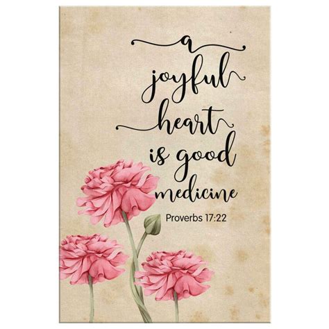 A Joyful Heart Is Good Medicine Proverbs 17:22 Bible Verse Wall Art ...