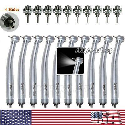 1-10 BURR Fiber Optic Dental E-generator LED 3 Way High Speed handpiece ...