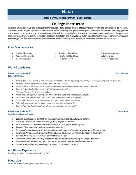 College Instructor Resume Example & Guide (2022) | ZipJob
