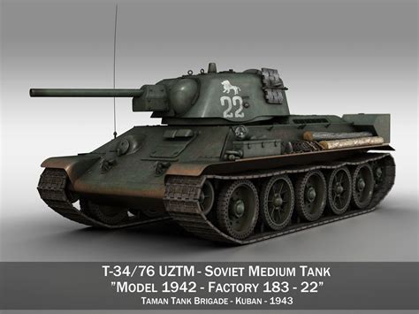 T-34-76 UZTM- Model 1942 - Soviet tank - 22 3D model | CGTrader