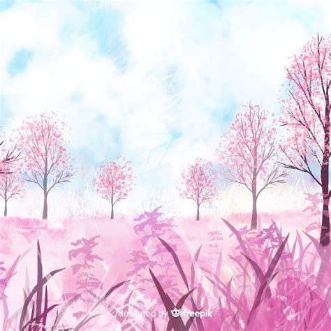 Free Vector | Watercolor spring landscape